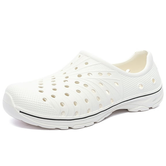 Men's Garden Shoes Slip on Breathable EVA Shower Water Shoes Lightweight Garden Clogs for Outdoors Quick-Drying Clog Summer Pool Sandals Anti-Slip Beach Shoes Men's Garden Shoes Size 12 White 48