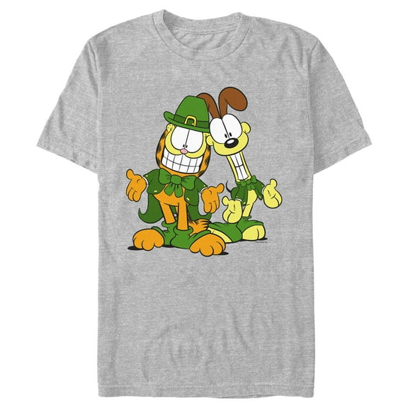 Men's Garfield St. Patrick's Day Odie and Garfield Leprechaun Duo  Graphic T-Shirt