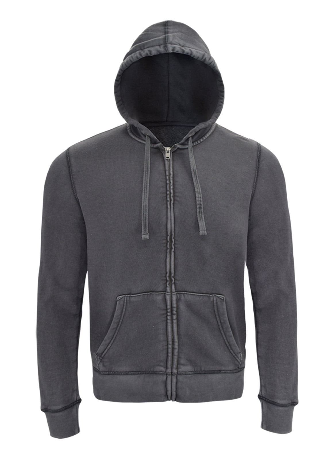 Men's Garment Dye Full Zip Hoodie Lightweight Long Sleeve