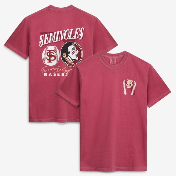 Men's Garnet Florida State Seminoles Drawn Mascot Baseball T-Shirt