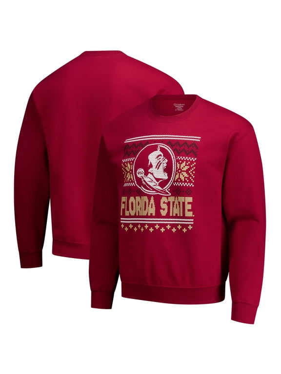 Men's Garnet Florida State Seminoles Holiday Fleece Sweatshirt