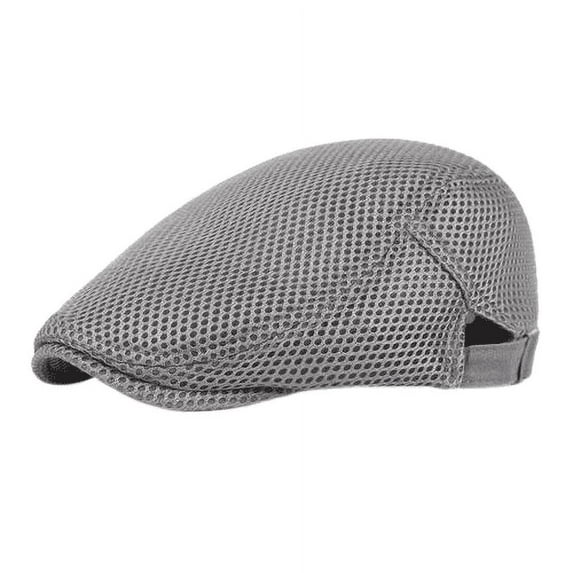 Men's Gatsby Ivy Newsboy Hat Baker Breathable Mesh Flat Beret Driver Cap (LT Gray)