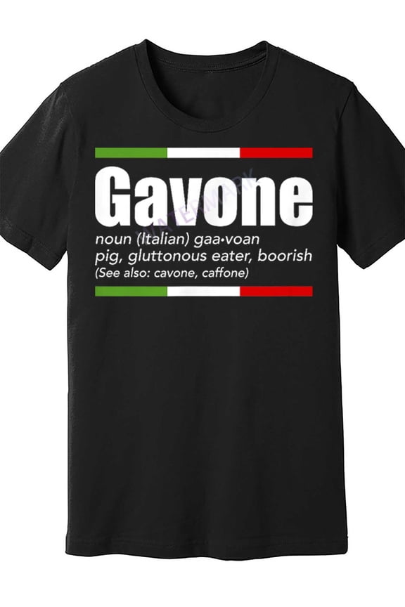 Men's "Gavone" Italian Slang T-Shirt - Humorous Definition Print, Black Cotton, Short Sleeve, Round Neck, Machine Washable, Humor Themed Clothing|Playful Graphic Tee|Cotton Fabric
