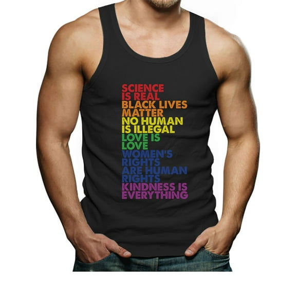 Men's Gay Pride Rainbow Flag Pocket Tank Top - Love and Equality Advocacy - Comfortable and Breathable LGBTQ Supportive Singlet - Large Black