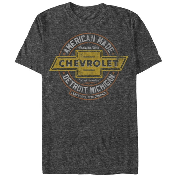 Men's General Motors American Made Distressed Logo  Graphic Tee Charcoal Heather Medium
