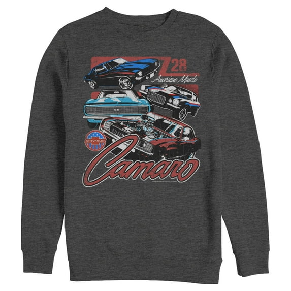 Men's General Motors Camaro Z28 American Muscle Defined Distressed Sweatshirt Charcoal Heather Large