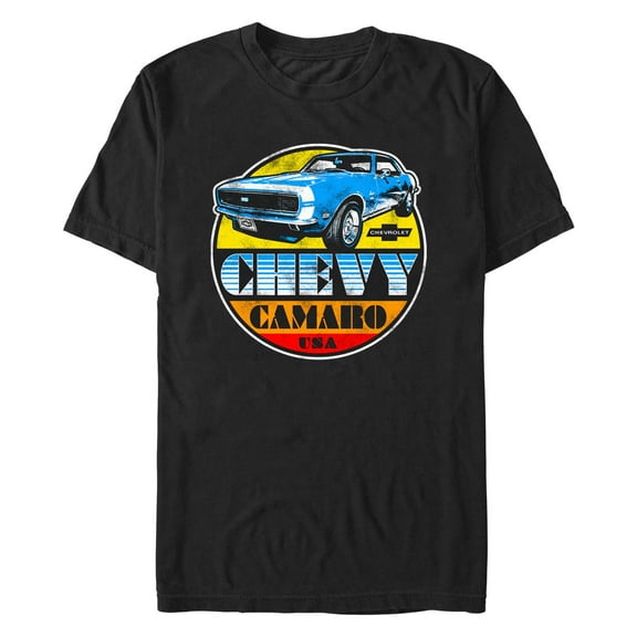 Men's General Motors Chevy Camaro SS Retro Cruising Circle Graphic Tee Black Medium