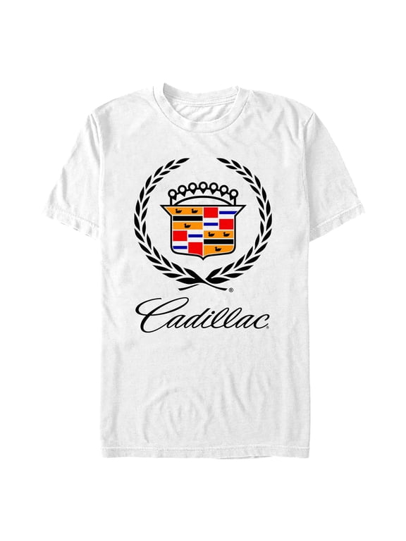 Men's General Motors Colorful Cadillac Logo Graphic Tee White Large