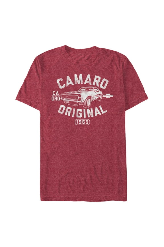 Men's General Motors Distressed Camaro Original Graphic Tee Red Heather 2X Large