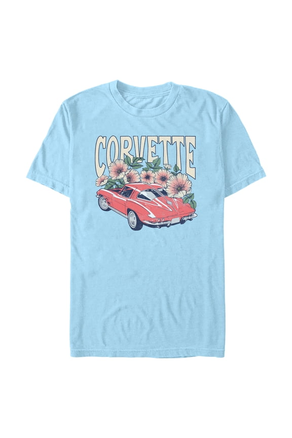 Men's General Motors Floral Corvette Graphic Tee Light Blue X Large