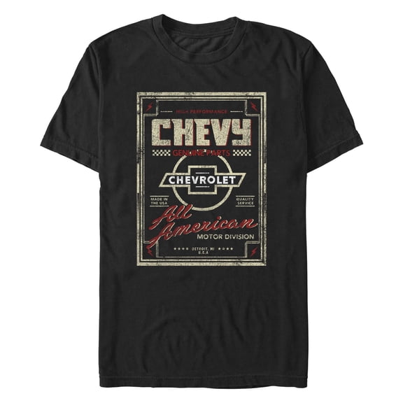 Men's General Motors Genuine Chevy Parts Made In America, All American Graphic Tee Black Medium