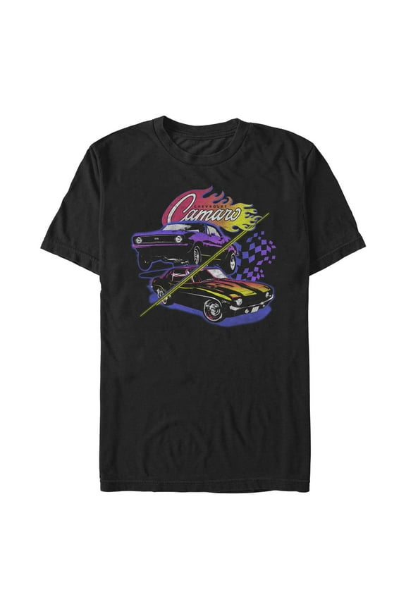 Men's General Motors Purple and Black Hotrod Camaros  Graphic T-Shirt