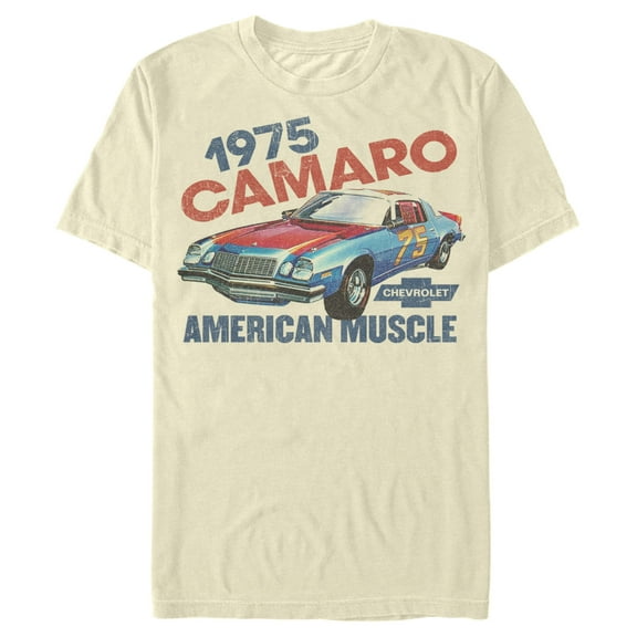 Men's General Motors Retro 1975 Camaro American Muscle  Graphic Tee Beige Large