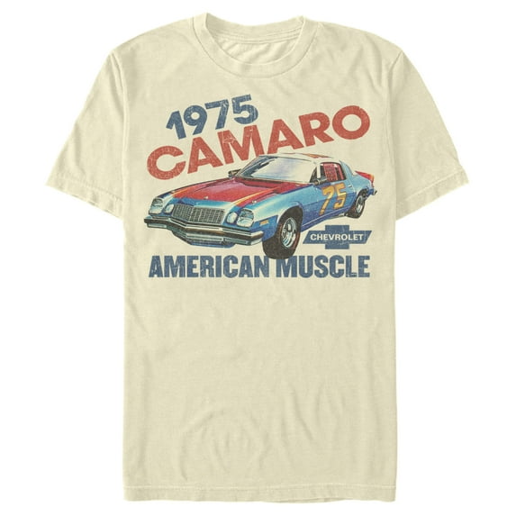 Men's General Motors Retro 1975 Camaro American Muscle Graphic Tee Beige Medium