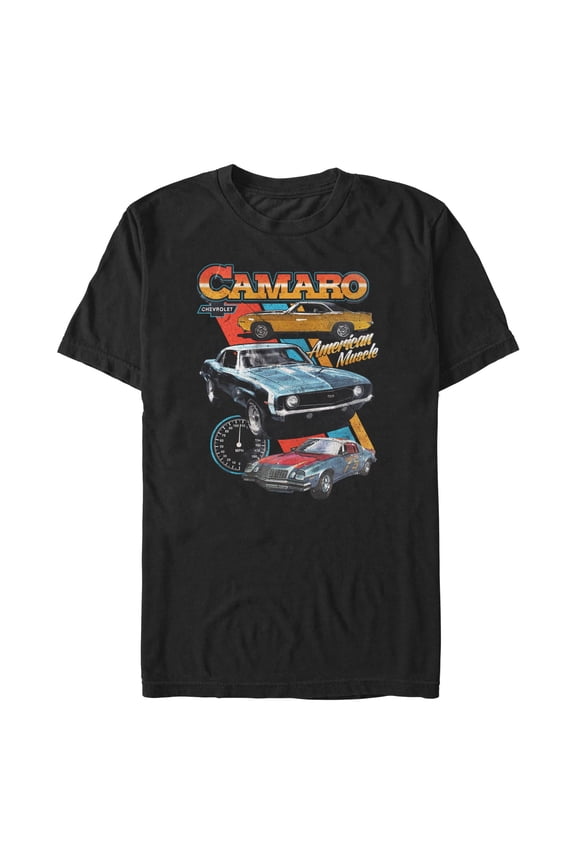 Men's General Motors Retro Chevrolet Camaros, American Muscle  Graphic Tee Black X Large