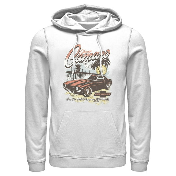 Men's General Motors See the USA in Your Chevrolet Camaro Pull Over Hoodie White Medium