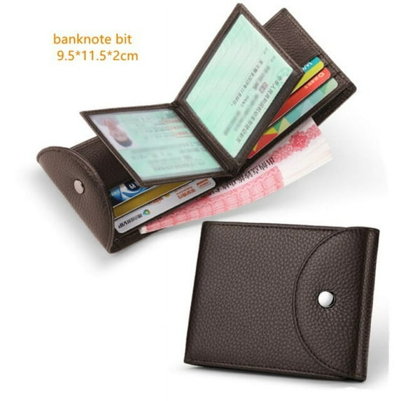 Men's Geniune Leather Wallet Card Holder Driver License Storage Case Bank ID Credit Card Storage Purses Tri-fold Short Wallets