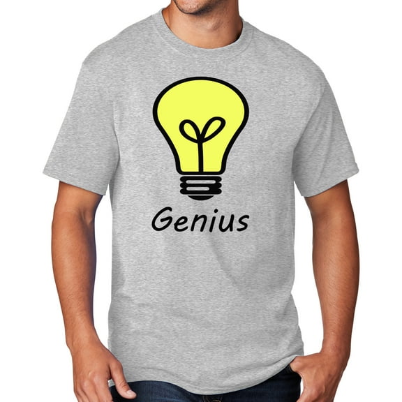 Men's Genius Lightbulb T-shirt, 2XL Ash Gray