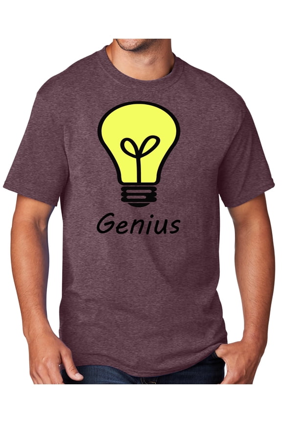 Men's Genius Lightbulb T-shirt, 3XL Athletic Heather Maroon