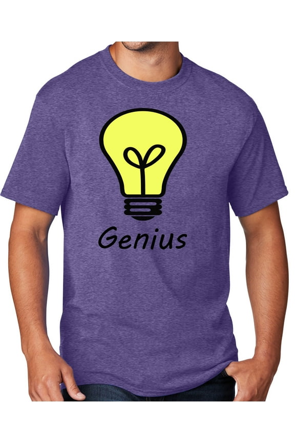 Men's Genius Lightbulb T-shirt, 3XL Heather Purple