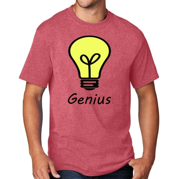 Men's Genius Lightbulb T-shirt, Large Heather Red
