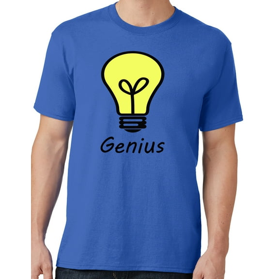 Men's Genius Lightbulb T-shirt, Large Royal Blue