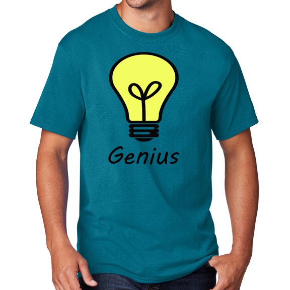 Men's Genius Lightbulb T-shirt, Large Teal Blue
