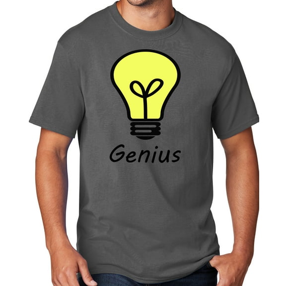Men's Genius Lightbulb T-shirt, Medium Charcoal Gray