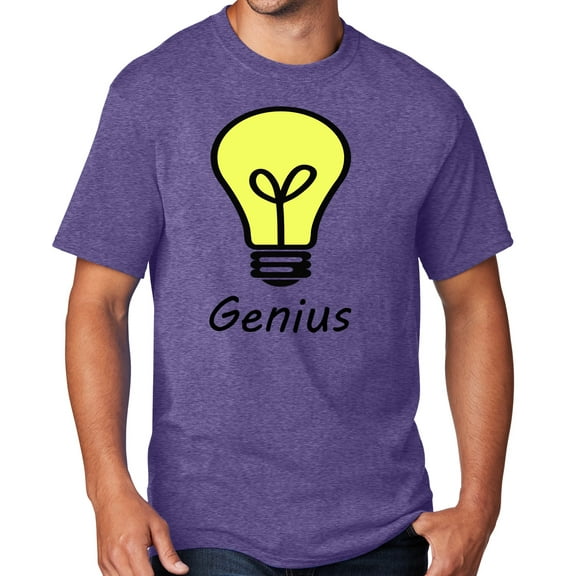 Men's Genius Lightbulb T-shirt, Medium Heather Purple