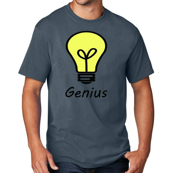 Men's Genius Lightbulb T-shirt, Medium Steel Blue