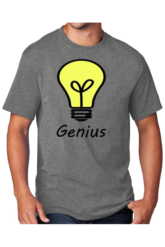 Men's Genius Lightbulb T-shirt, XL Graphite Heather