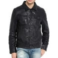 thumbnail image 1 of Men's Genuine Black Lambskin Leather Jacket Motorcycle Biker Jacket A609, 1 of 3