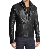 Men's Genuine Black Lambskin Leather Jacket Motorcycle Biker Jacket A885