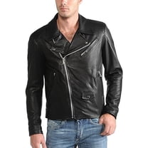 Men's Genuine Black Lambskin Leather Jacket Slim fit Biker Motorcycle jacket A360