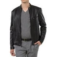 thumbnail image 1 of Men's Genuine Black Lambskin Leather Jacket Slim fit Moto Biker jacket A725, 1 of 4