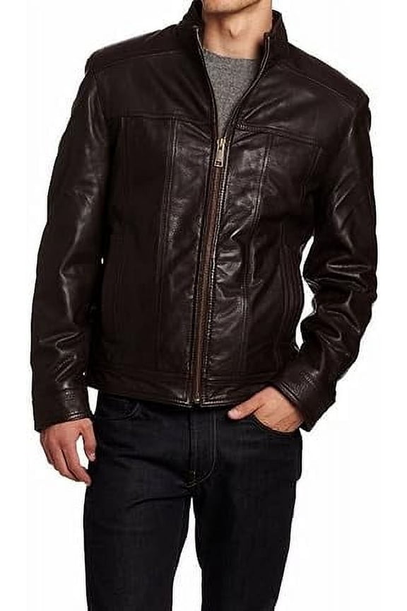 Men's Genuine Lambskin Leather Jacket Motorcycle Biker Jacket A438