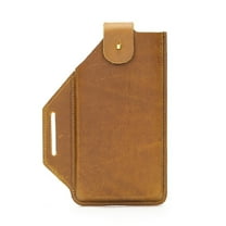 Men’s Genuine Cowhide Leather Belt Pouch Phone Holster with Snap Closure – Fits up to 6.5” Phones, Black & Brown