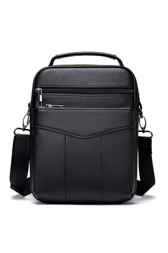 Men’s Genuine Cowhide Leather Crossbody Shoulder Bag – Soft Messenger Travel Organizer with Multiple Pockets Fits 9.7" iPad, Wallet & Phone (Black/Coffee/Brown)