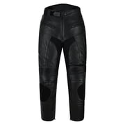 Men s Genuine Cowhide Leather Motorcycle Pants with Stretch Cordura Panels, Air Vent System, Adjustable Knee & Thigh Armor Pockets, Zipper Leg Openings Black Size 38W-32L Inseam
