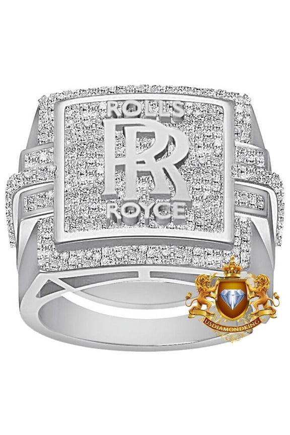 Men's Genuine Diamond 0.75 Ct. Luxury Car RR Exclusive Custom Designer Ring Band Over White Gold