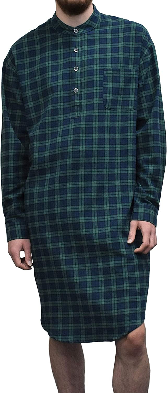 Men's Genuine Irish Cotton Flannel Nightshirt by Lee Valley Ireland