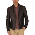 thumbnail image 1 of Men's Genuine Lambskin Brown Leather Jacket Slim fit Motorcycle jacket A924, 1 of 4