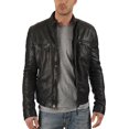 thumbnail image 1 of Men's Genuine Lambskin Leather Jacket Biker Soft Stylish Motorcycle Jacket A002, 1 of 4
