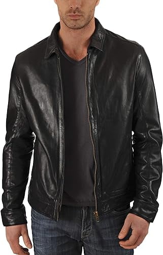 Men's Genuine Lambskin Leather Jacket Biker Soft Stylish