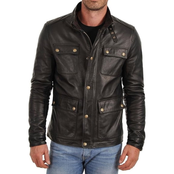 Men's Genuine Lambskin Leather Jacket Biker Soft Stylish Motorcycle Jacket A331