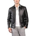 thumbnail image 1 of Men's Genuine Lambskin Leather Jacket Biker Soft Stylish Motorcycle Jacket MJF007, 1 of 4
