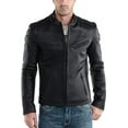 thumbnail image 1 of Men's Genuine Lambskin Leather Jacket Biker Soft Stylish Motorcycle Jacket MJF053, 1 of 4