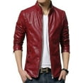 thumbnail image 1 of Men's Genuine Lambskin Leather Jacket Biker Soft Stylish Red Motorcycle Jacket, 1 of 4