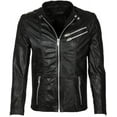 thumbnail image 1 of Men's Genuine Lambskin Leather Jacket Motorcycle Biker Jacket A226, 1 of 3