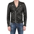 thumbnail image 1 of Men's Genuine Lambskin Leather Jacket Motorcycle Biker Jacket A230, 1 of 3
